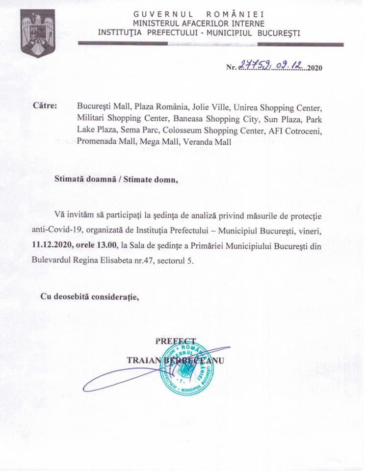 Carantină în București în pragul sărbătorilor? Instituția Prefectului Municipiului București cheamă la ședință principalele centre comerciale.